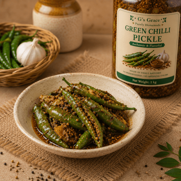 homemade hari mirch ka achaar