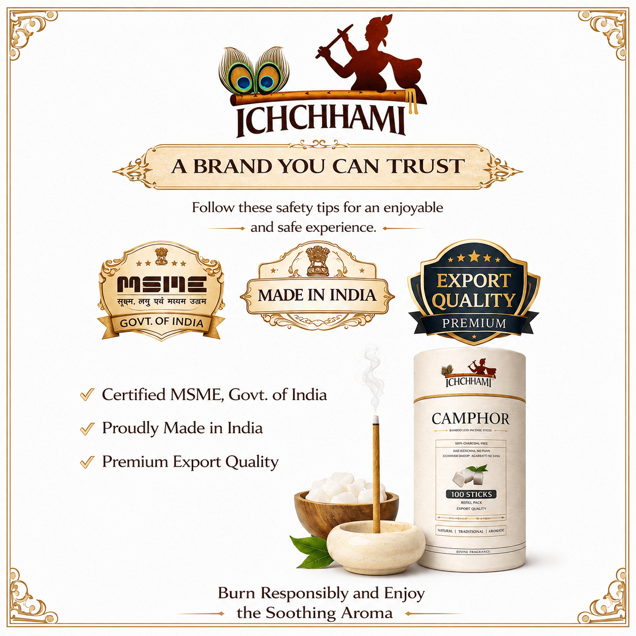 chchhami Camphor Bamboo-Less agarbatti